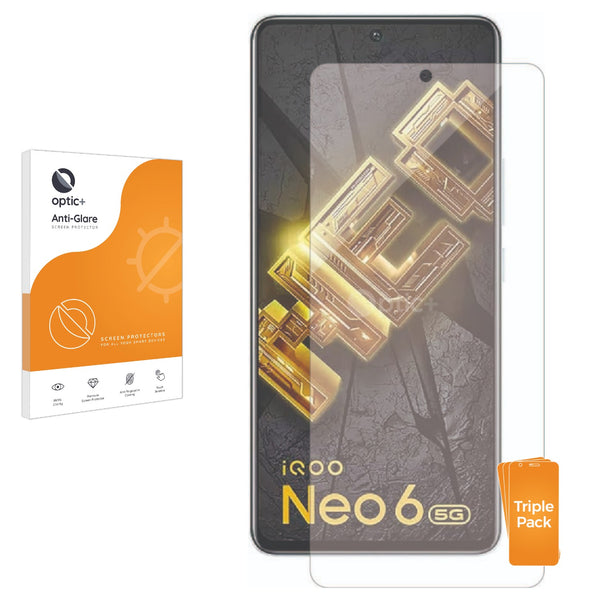 3pk Optic+ Anti-Glare Screen Protectors for Vivo iQOO Neo 6