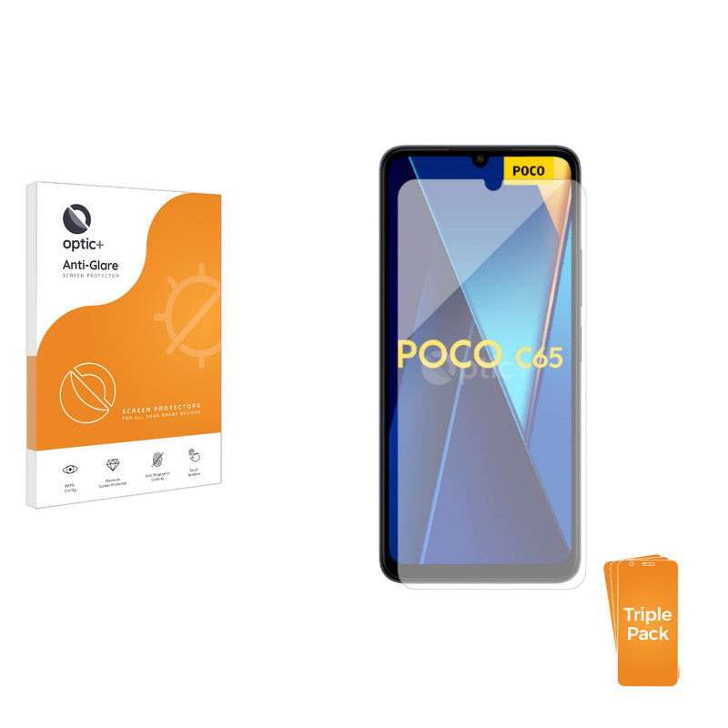 3pk Optic+ Anti-Glare Screen Protectors for Xiaomi Poco C65