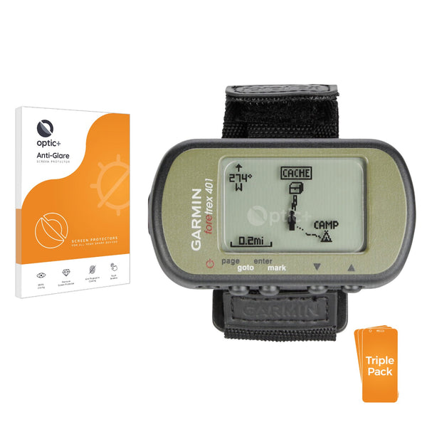 3pk Optic+ Anti-Glare Screen Protectors for Garmin Foretrex 401