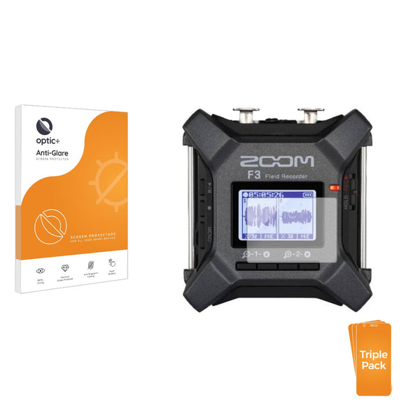 3pk Optic+ Anti-Glare Screen Protectors for Zoom F3 field recorder