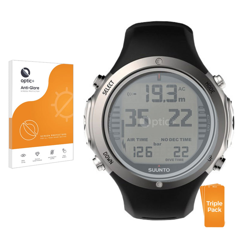 3pk Optic+ Anti-Glare Screen Protectors for Suunto D6I Novo