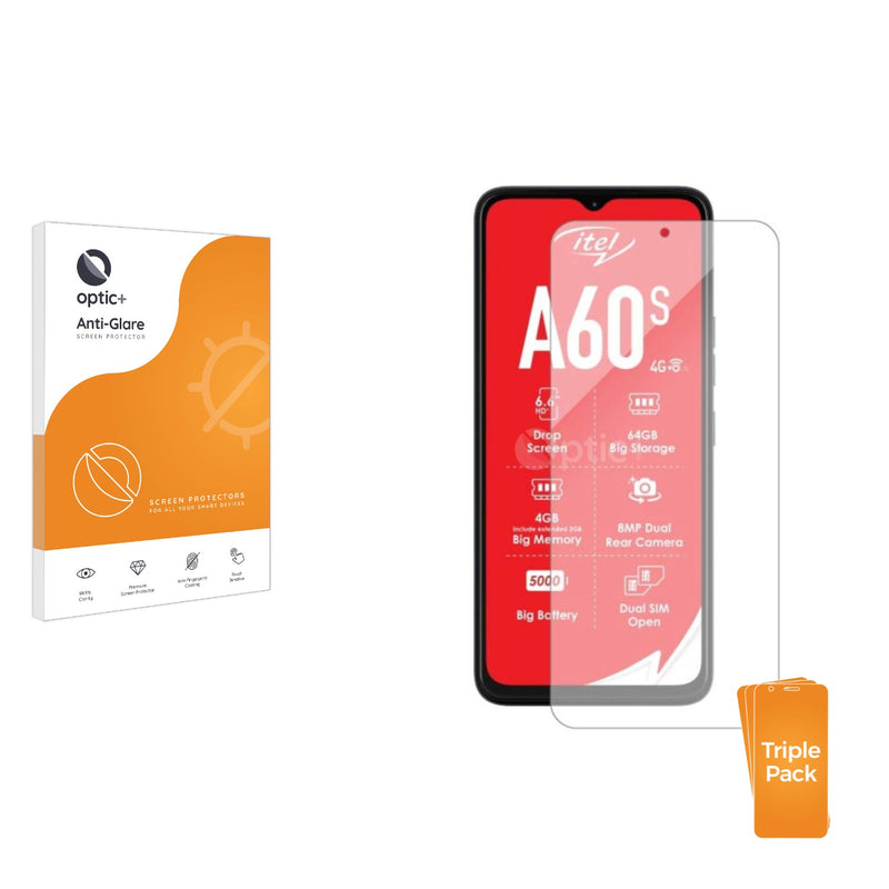 3-pack of Anti-Glare Screen Protectors for Itel A60S