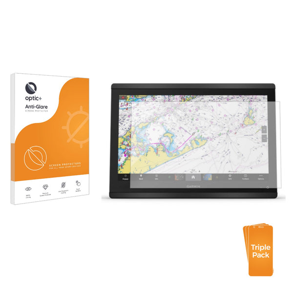 3pk Optic+ Anti-Glare Screen Protectors for Garmin GPSMAP 8616