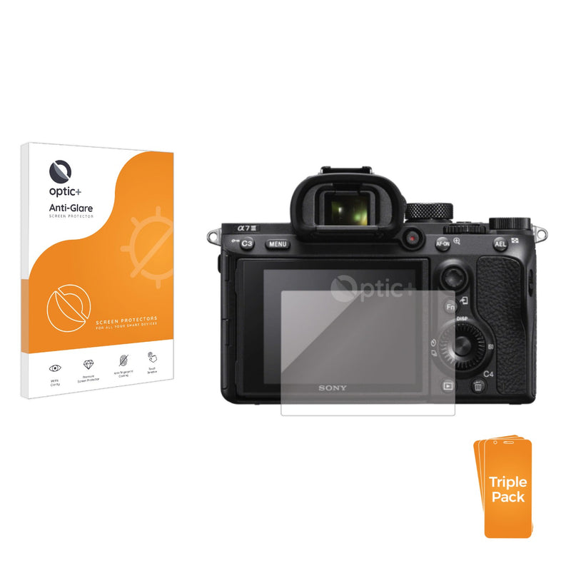 3pk Optic+ Anti-Glare Screen Protectors for Sony Alpha 7 III