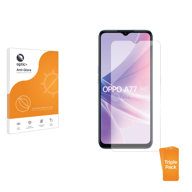 3pk Optic+ Anti-Glare Screen Protectors for Oppo A77 5G