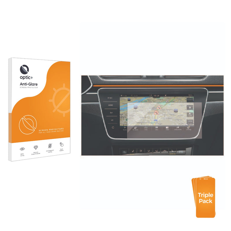 3pk Optic+ Anti-Glare Screen Protectors for Skoda Infotainmentsystem Columbus Kodiaq 2018