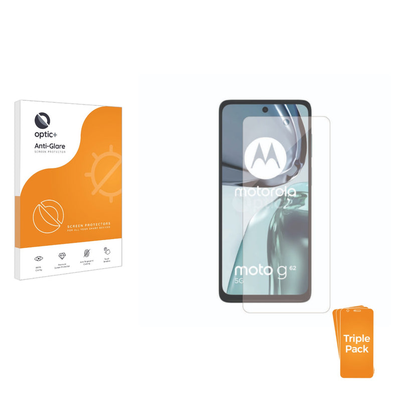 3pk Optic+ Anti-Glare Screen Protectors for Motorola Moto G62 5G