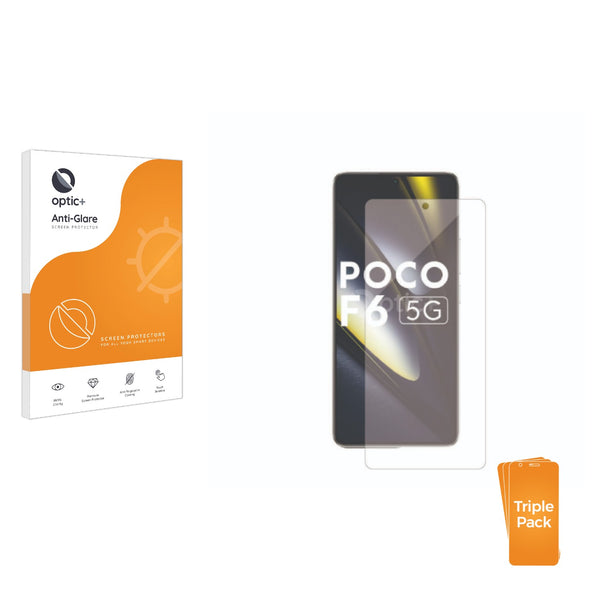 3pk Optic+ Anti-Glare Screen Protectors for Xiaomi Poco F6