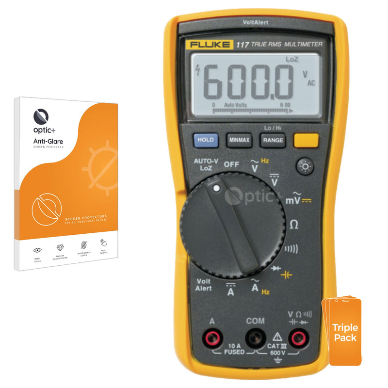 3pk Optic+ Anti-Glare Screen Protectors for Fluke MultiMeter 117