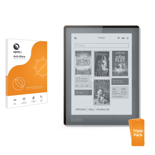 3pk Optic+ Anti-Glare Screen Protectors for Kobo Aura