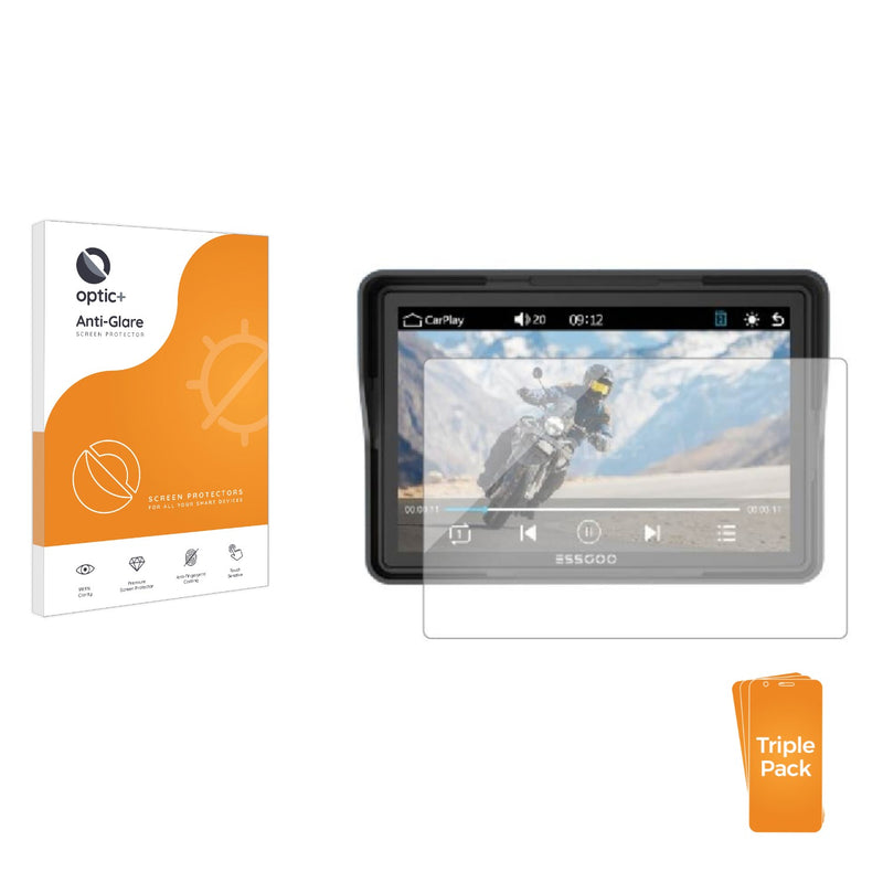 3-pack of Anti-Glare Screen Protectors for Essgoo Motorrad Carplay 5