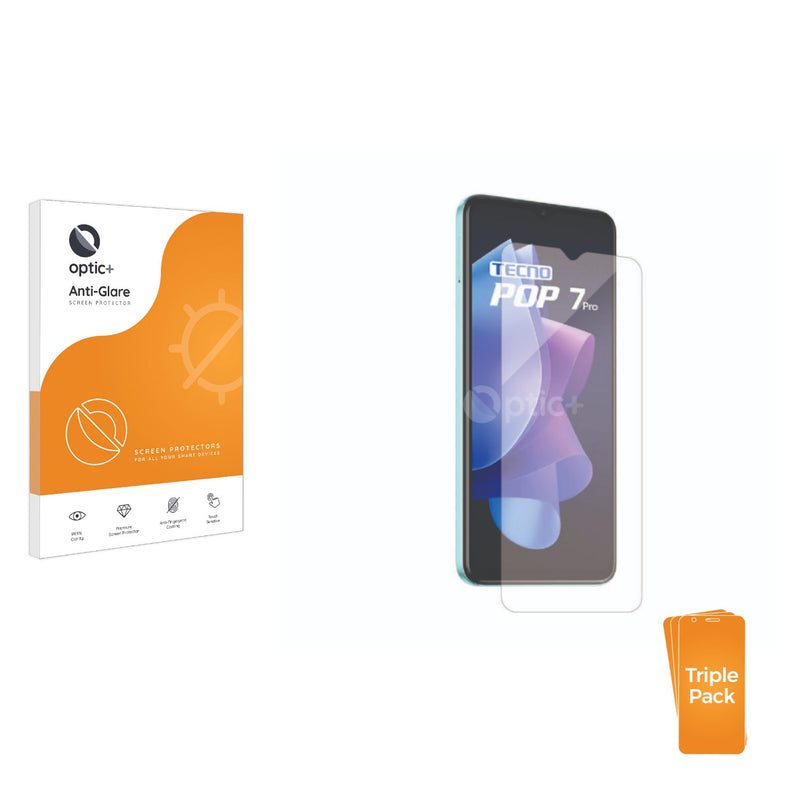 3pk Optic+ Anti-Glare Screen Protectors for Tecno Pop 7