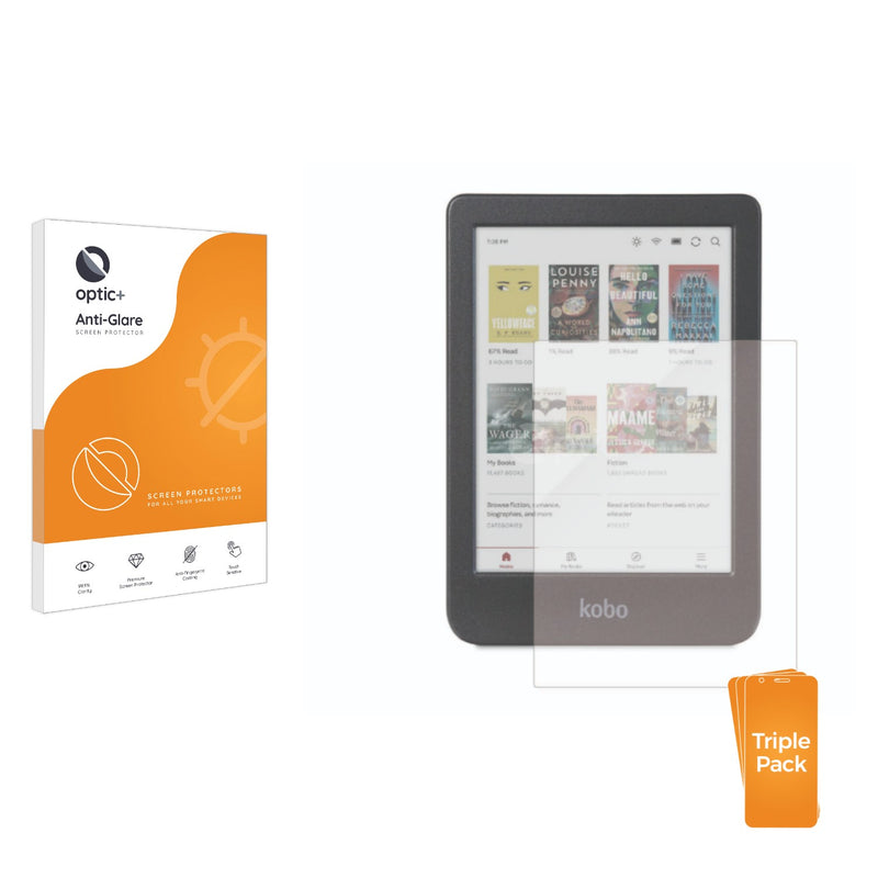 3pk Optic+ Anti-Glare Screen Protectors for Kobo Clara Colour