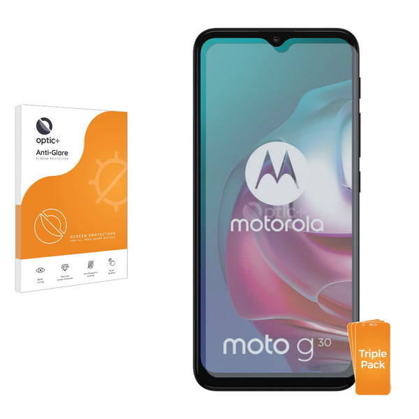 3pk Optic+ Anti-Glare Screen Protectors for Motorola Moto G30