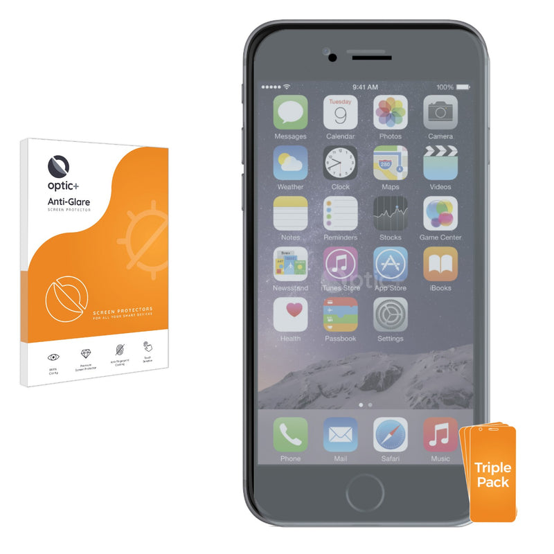 3pk Optic+ Anti-Glare Screen Protectors for Apple iPhone 6S