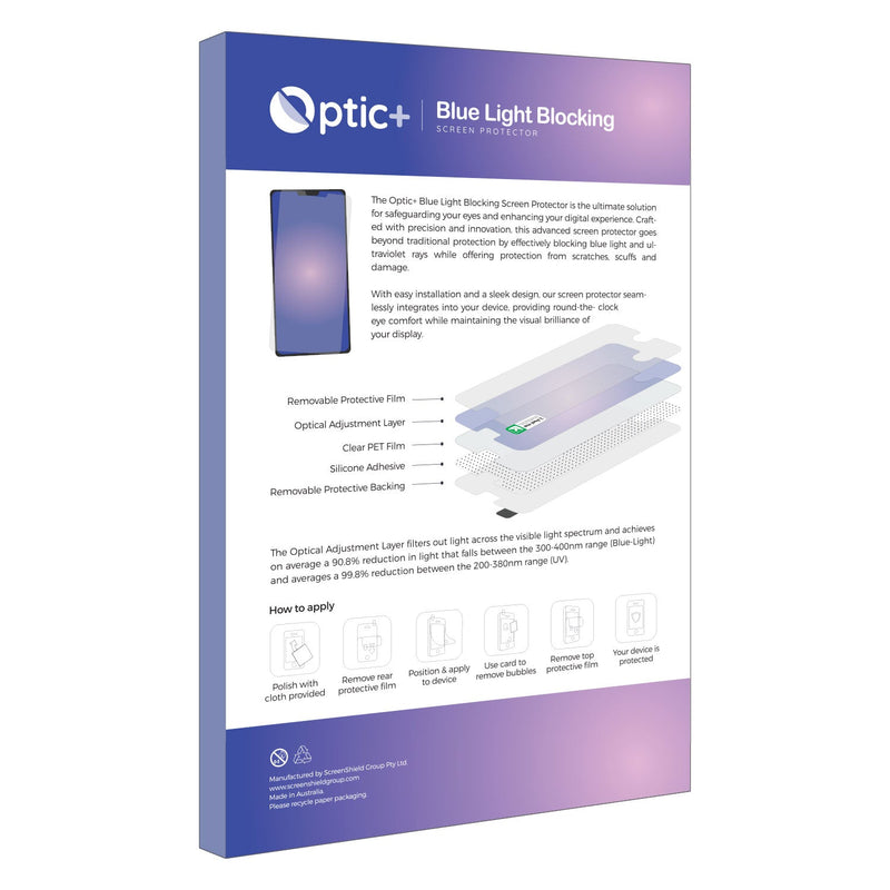 Optic+ Blue Light Blocking Screen Protector for Apple iPad 10.2 WiFi 2021 (9. Generation)