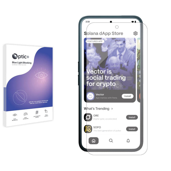 Blue Light Blocking Screen Protector for Solana Seeker.