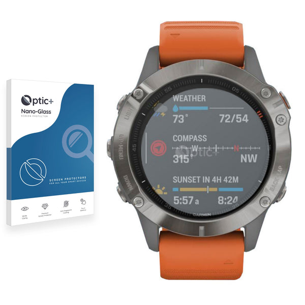 Optic+ Nano Glass Screen Protector for Garmin Fenix 6 Pro Solar