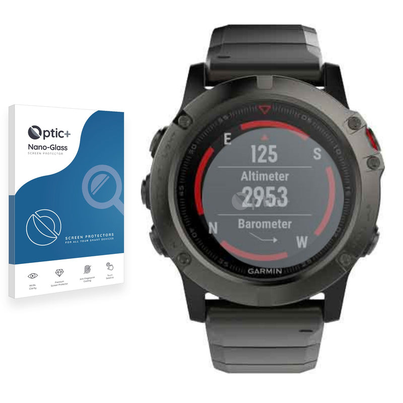 Optic+ Nano Glass Screen Protector for Garmin fenix 5X Plus (51 mm)