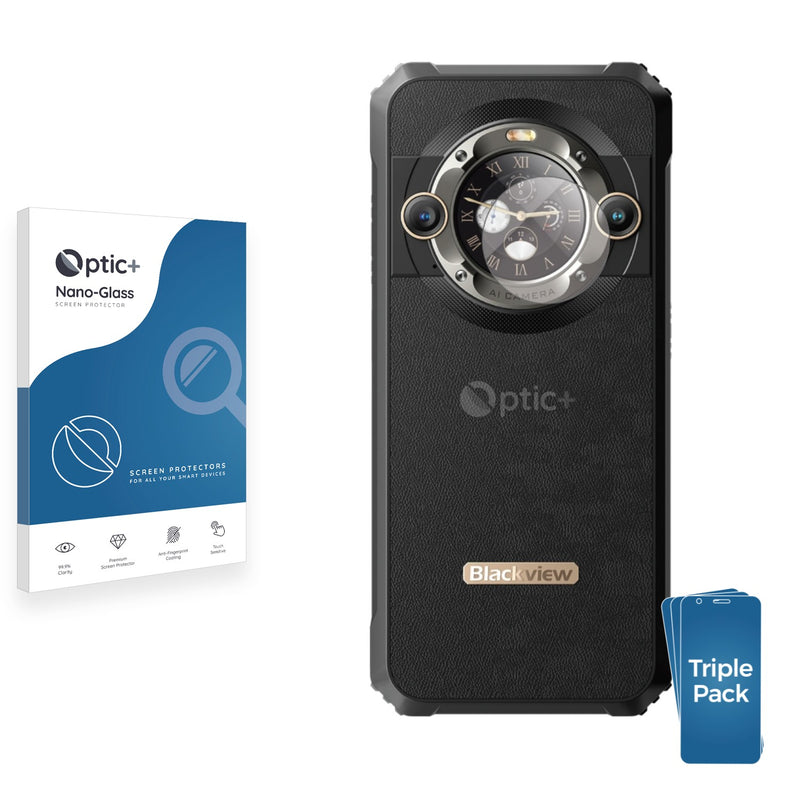3pk Optic+ Nano Glass Rear Protectors for Blackview BL9000 (Back)