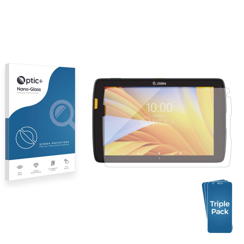 3pk Optic+ Nano Glass Screen Protectors for Zebra ET65 Rugged Tablet