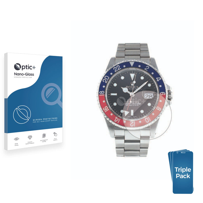 3pk Optic+ Nano Glass Screen Protectors for Rolex GMT-Master II