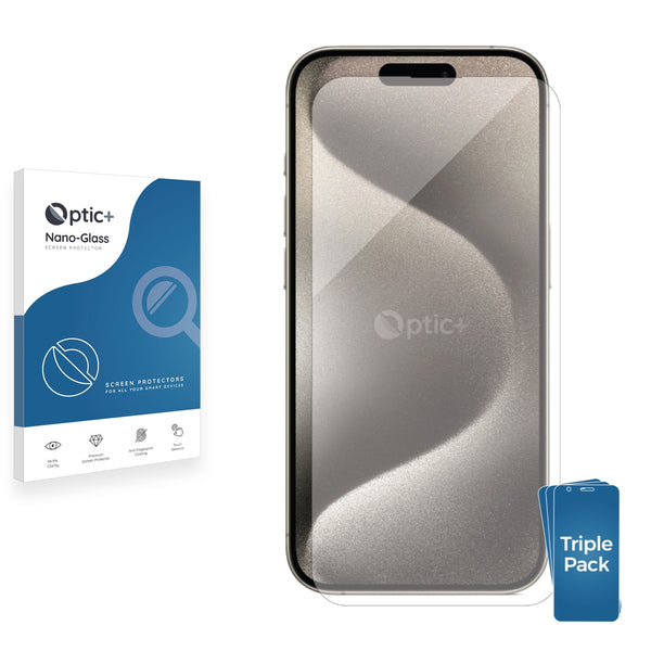 3pk Optic+ Nano Glass Screen Protectors for Apple iPhone 15 Pro