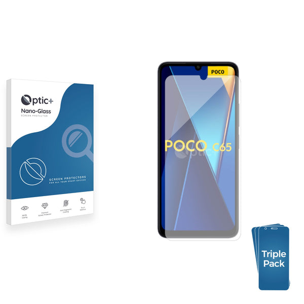 3pk Optic+ Nano Glass Screen Protectors for Xiaomi Poco C65