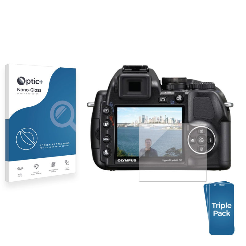 3pk Optic+ Nano Glass Screen Protectors for Olympus SP-570 UZ