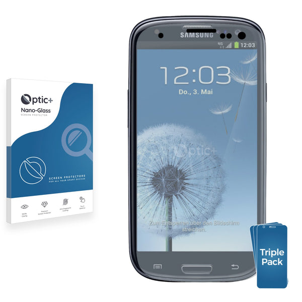 3pk Optic+ Nano Glass Screen Protectors for Samsung Galaxy S3 I9300