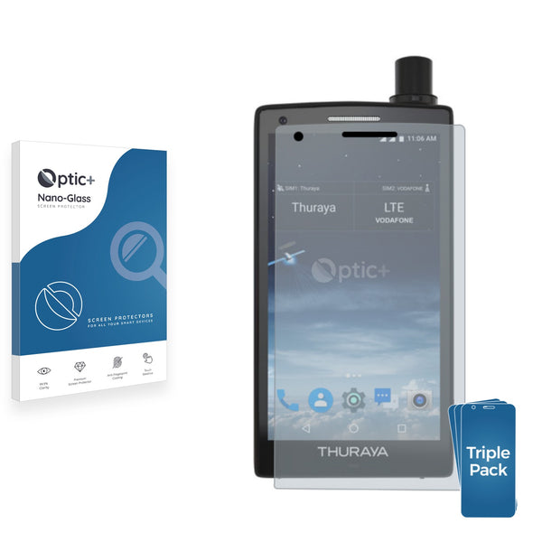 3pk Optic+ Nano Glass Screen Protectors for Thuraya X5 Touch