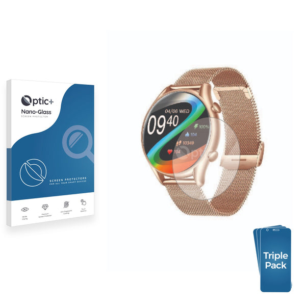 3pk Optic+ Nano Glass Screen Protectors for Ineyes Smartwatch 2