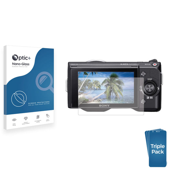 3pk Optic+ Nano Glass Screen Protectors for Sony Alpha NEX-5