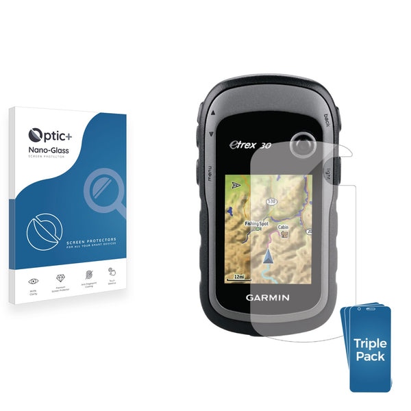 3pk Optic+ Nano Glass Screen Protectors for Garmin eTrex 30