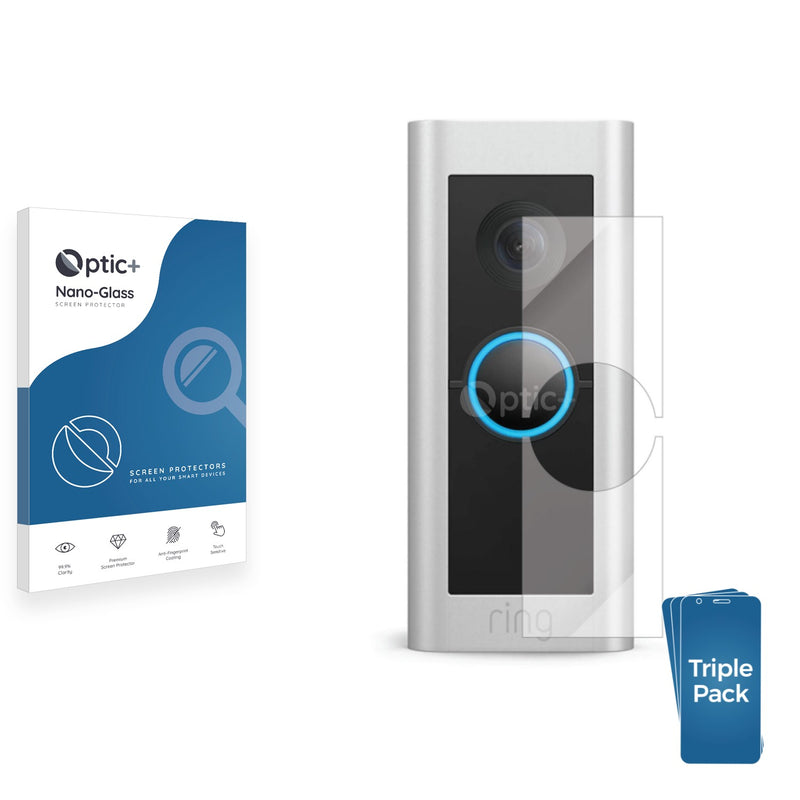 3pk Optic+ Nano Glass Screen Protectors for Ring Video Doorbell Pro (Version 2)