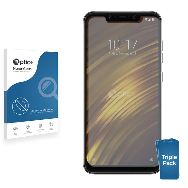 3pk Optic+ Nano Glass Screen Protectors for Xiaomi Pocophone F1