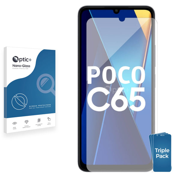 3pk Optic+ Nano Glass Screen Protectors for Xiaomi Poco C65