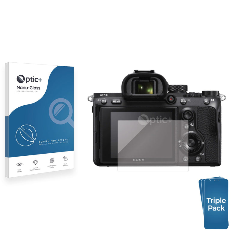 3pk Optic+ Nano Glass Screen Protectors for Sony Alpha 7 III