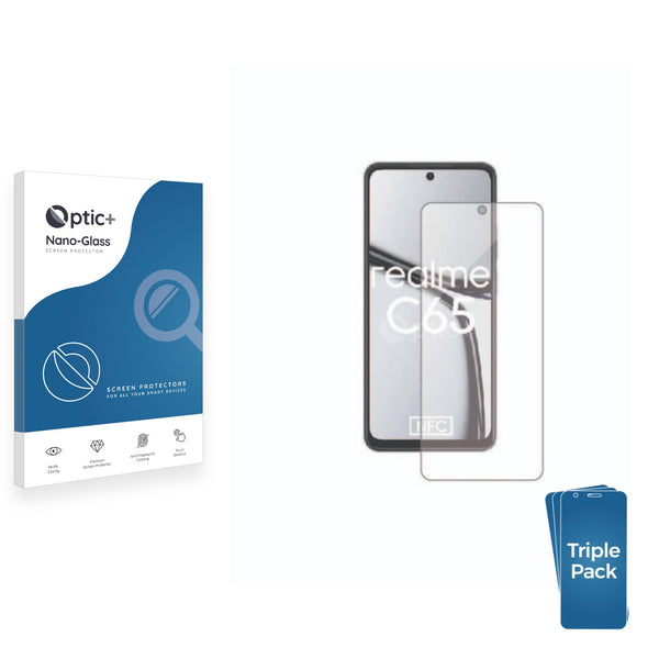 3pk Optic+ Nano Glass Screen Protectors for realme C65