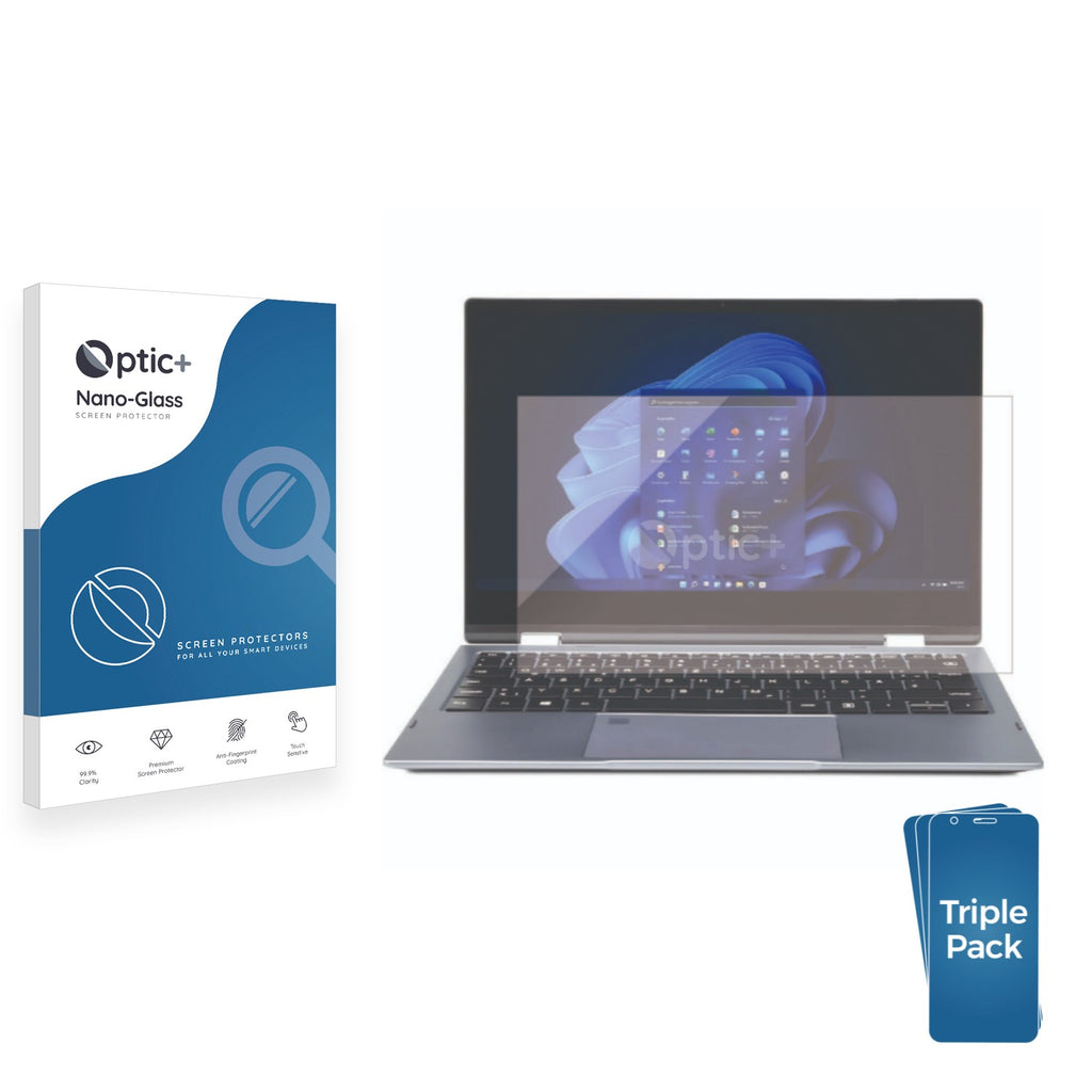 3pk Optic+ Nano Glass Screen Protectors for Wortmann Terra Mobile 360-13U