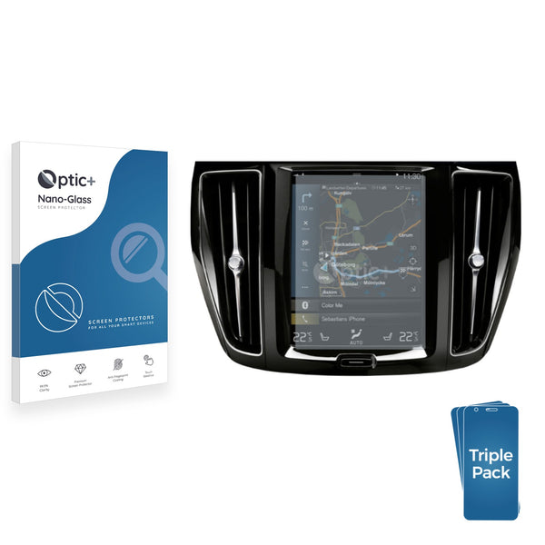 3pk Optic+ Nano Glass Screen Protectors for Volvo S60 Sensus Connect 2020