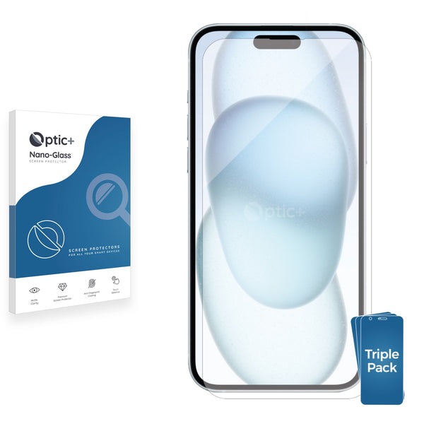 3pk Optic+ Nano Glass Screen Protectors for Apple iPhone 15 Plus