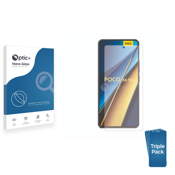 3pk Optic+ Nano Glass Screen Protectors for Xiaomi Poco X6