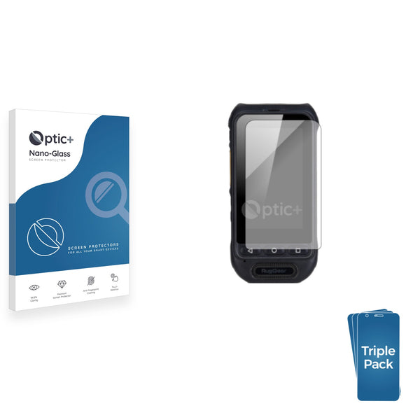 3pk Optic+ Nano Glass Screen Protectors for RugGear RG360