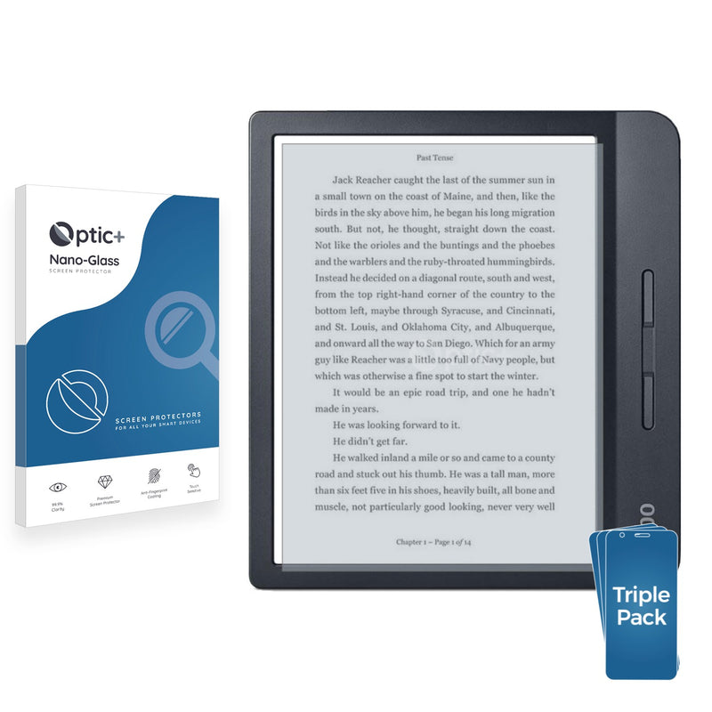 3pk Optic+ Nano Glass Screen Protectors for Kobo Libra H2O