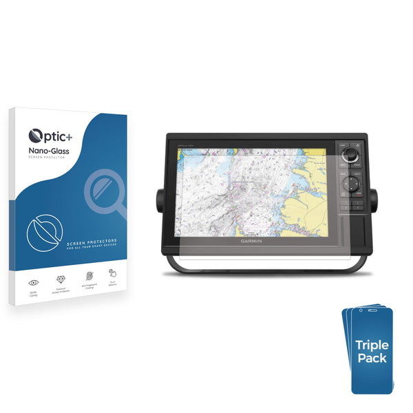 3pk Optic+ Nano Glass Screen Protectors for Garmin GPSMAP 1222xsv 