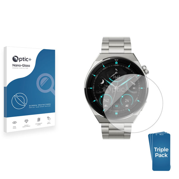 3-pack of Nano Glass screen protectors for Huawei Watch GT 3 Pro Titanium