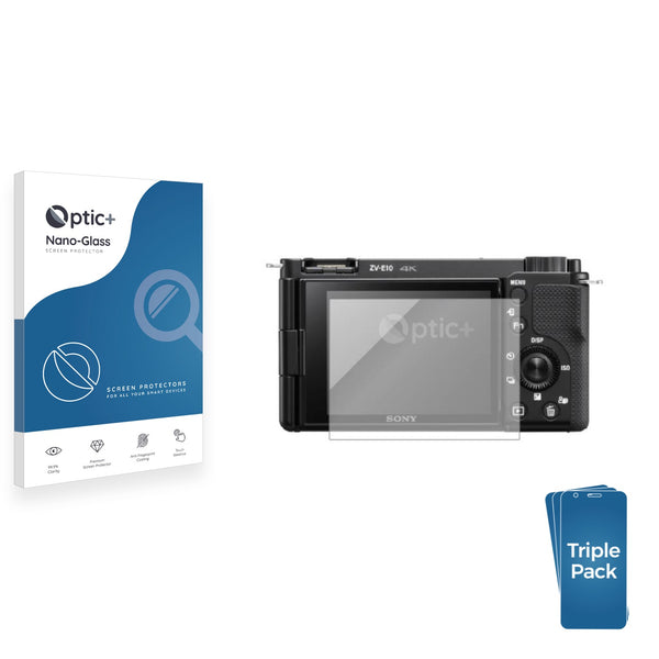 3pk Optic+ Nano Glass Screen Protectors for Sony ZV-E10