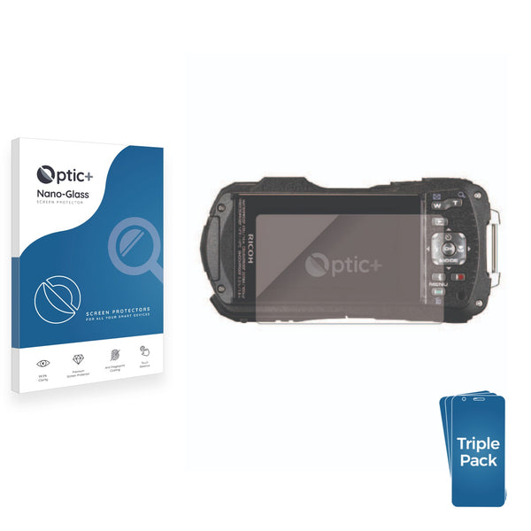 3pk Optic+ Nano Glass Screen Protectors for Ricoh WG-80