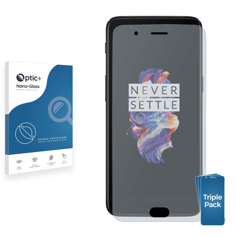 3pk Optic+ Nano Glass Screen Protectors for OnePlus 5